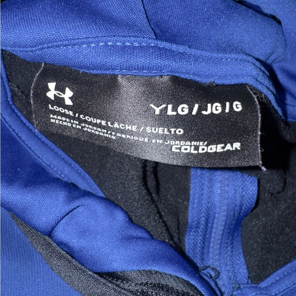 Under Armour Royal Blue Black Pullover Hoodie Kids Boys Size Large - Picture 3 of 3